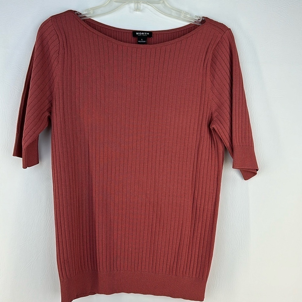 Worth Ribbed Short Sleeve Knit, L